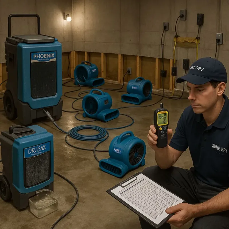 Structural Drying and Dehumidification process in White Hall, IL